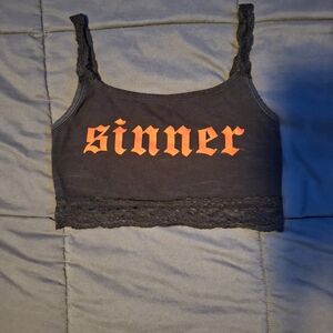 Blackcraft Sinner Womens Lace Crop Top